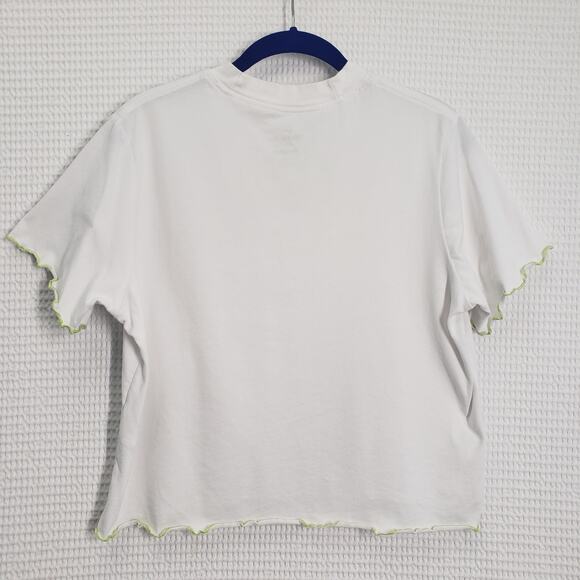 Nike Shirt Girls Large White Dri Fit Loose Fit Athletic Short Sleeve Ruffle Gym - Picture 2 of 16